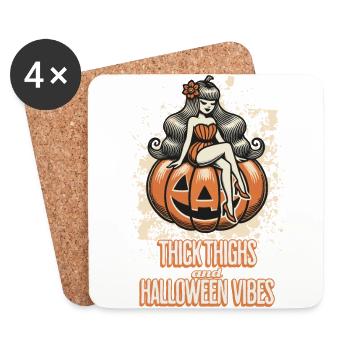Lustiges Halloween Mit Kürbis Und Vibes - Untersetzer (4er-Set) - Weiß - Vorne