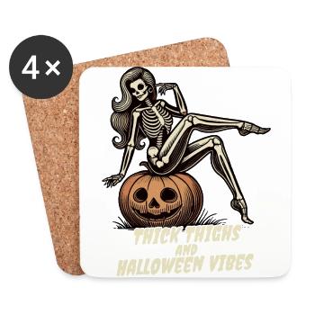 Lustiges Halloween Thick Thighs Vibes - Untersetzer (4er-Set) - Weiß - Vorne