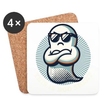 Drôle de fantôme d’Halloween : c’est la feuille Boo - Dessous de verre (lot de 4) - blanc - Devant