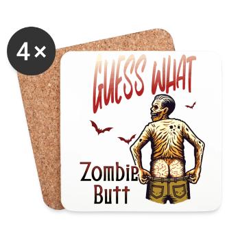Plaisir d’Halloween : Devinez quel cul de zombie - Dessous de verre (lot de 4) - blanc - Devant