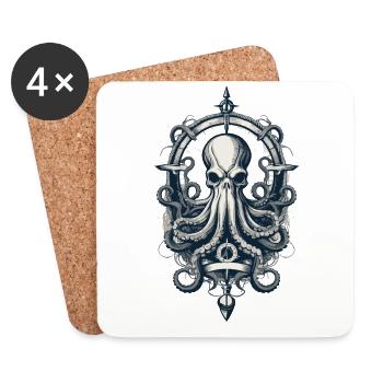 Octopus Sea Monster Hobby Fisherman Seafarer - Coasters (set of 4) - white - Front