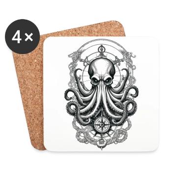 Octopus Sea Monster Hobby Fisherman Seafarer - Coasters (set of 4) - white - Front