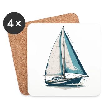 Voilier élégant pour les amateurs de voile - Dessous de verre (lot de 4) - blanc - Devant