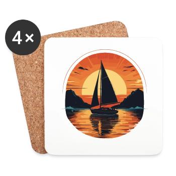 Voilier Sunset Adventure - Dessous de verre (lot de 4) - blanc - Devant