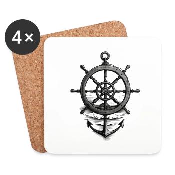 Conception d’un marin des Maritimes avec ancre et volant - Dessous de verre (lot de 4) - blanc - Devant