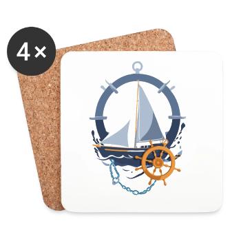 Maritime sailing adventure motif - Coasters (set of 4) - white - Front