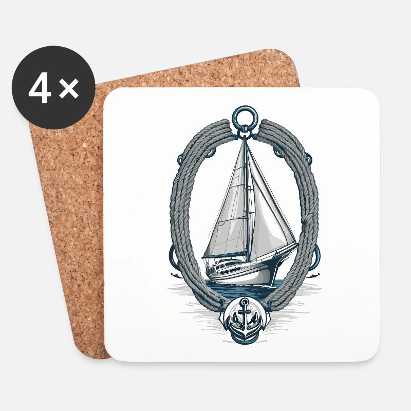 äSegelabenteuer Maritime Eleganz - Untersetzer (4er-Set) - Weiß