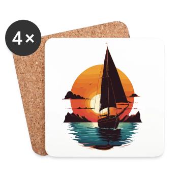 Aventure à la voile Sunset Sea - Dessous de verre (lot de 4) - blanc - Devant