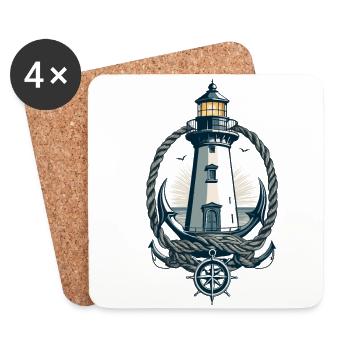 Phare Hobby Pêcheur Marin Amoureux de la mer - Dessous de verre (lot de 4) - blanc - Devant