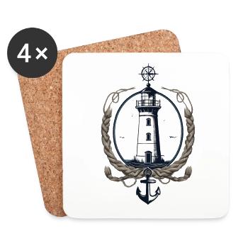 Phare Hobby Pêcheur Marin Style Vintage - Dessous de verre (lot de 4) - blanc - Devant