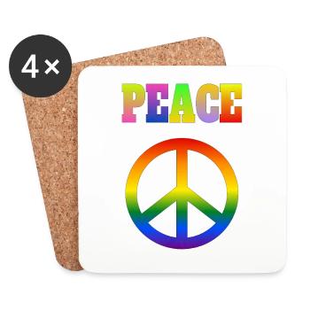 Peace Sign with Lettering - Peace Symbol - Coasters (set of 4) - white - Front