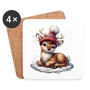 rMignon renne Noël Neige Vintage Sti - Dessous de verre (lot de 4) - blanc - Devant