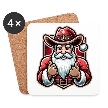 Merry Cowboy Santa Claus Stylish - Coasters (set of 4) - white - Front