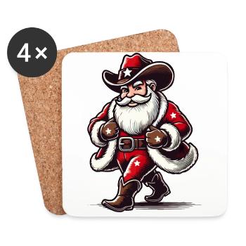 Cowboy Weihnachtsmann Abenteuerlich Festlich - Untersetzer (4er-Set) - Weiß - Vorne