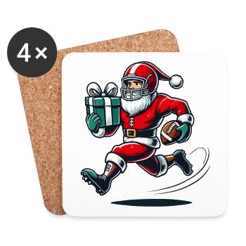 Le Père Noël joue au football Cadeau Fun - Dessous de verre (lot de 4) - blanc - Devant