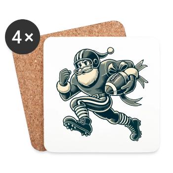 Santa Claus Playing Football - Coasters (set of 4) - white - Front