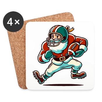 Père Noël jouant au football Joy - Dessous de verre (lot de 4) - blanc - Devant