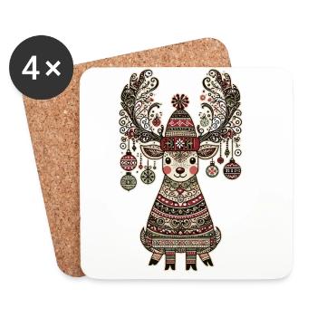 Christmas vintage reindeer in the - Coasters (set of 4) - white - Front