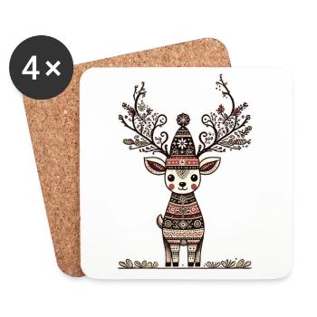 Christmas reindeer magic for festives - Coasters (set of 4) - white - Front