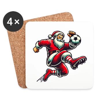 Noël Soccer Père Noël Kicker - Dessous de verre (lot de 4) - blanc - Devant