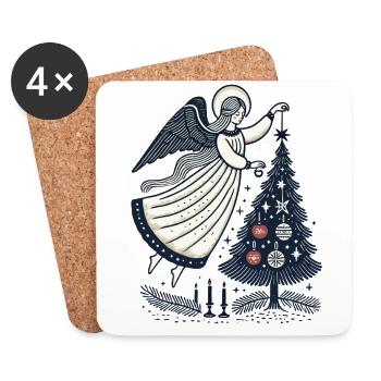 Vintage Angel Christmas Ornaments Aesthetics - Coasters (set of 4) - white - Front