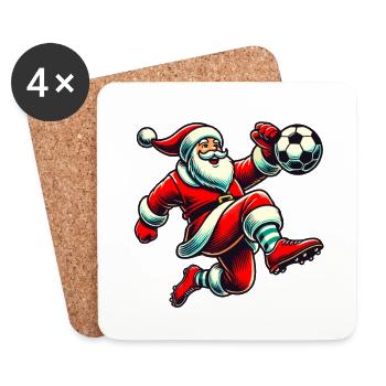 Soccer Playing Santa Claus Fun - Coasters (set of 4) - white - Front