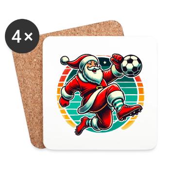 Football de Noël jouant au Père Noël - Dessous de verre (lot de 4) - blanc - Devant