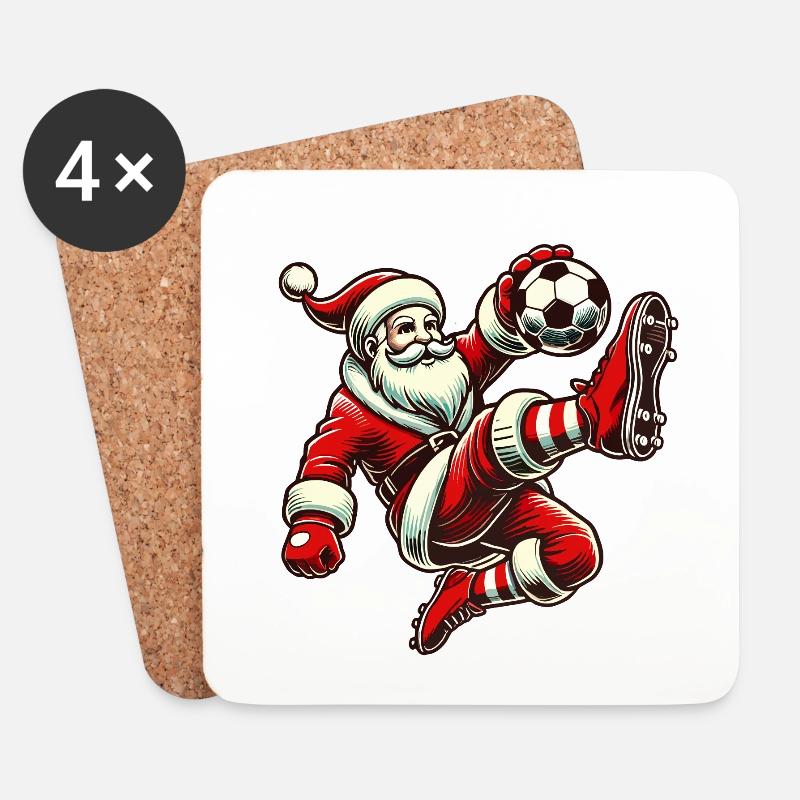 Weihnachtsmann Fußball Spielspaß - Untersetzer (4er-Set) - Weiß