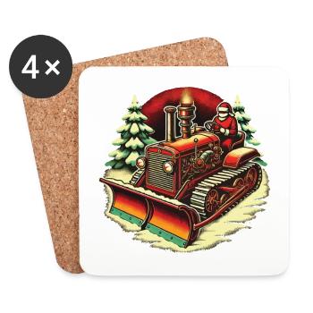 Winter Weihnachten Schneeräummaschine Fahrzeug - Untersetzer (4er-Set) - Weiß - Vorne