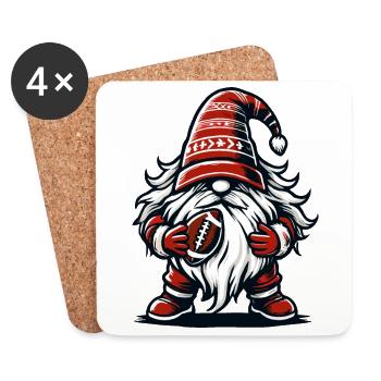 Gnome de football de Noël pour les fans de sport - Dessous de verre (lot de 4) - blanc - Devant