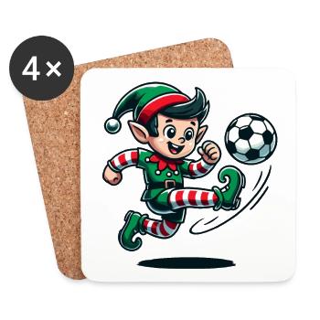 Christmas Elf Soccer Player Fun - Coasters (set of 4) - white - Front