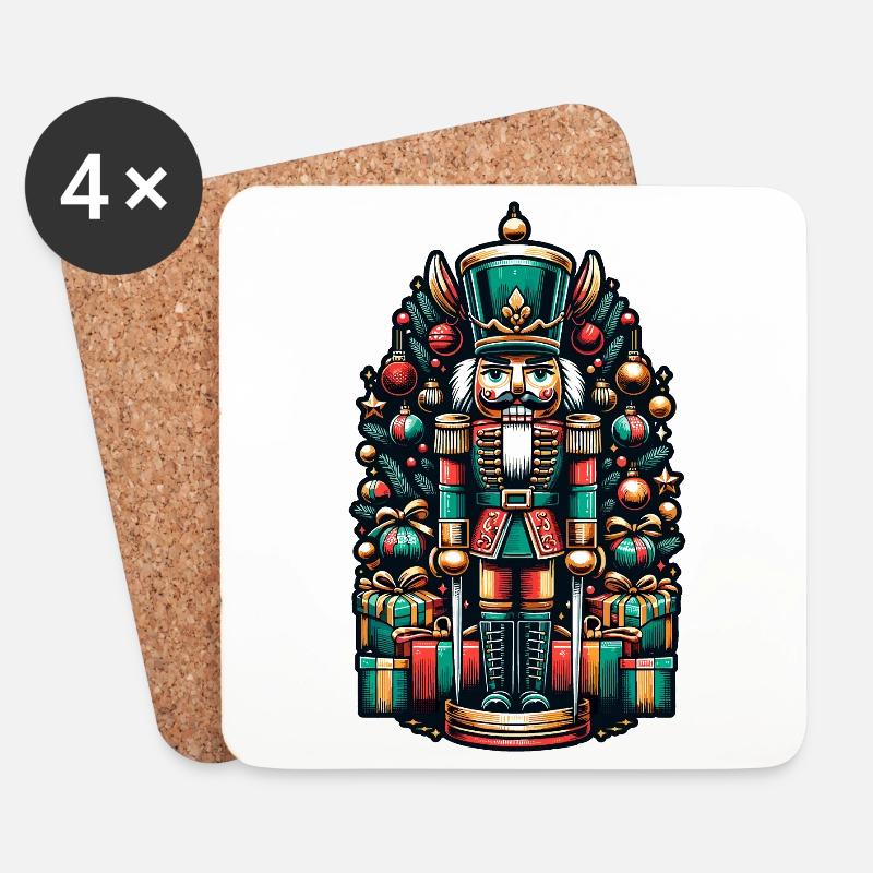 Weihnachtlicher Nussknacker Mit Geschenken - Untersetzer (4er-Set) - Weiß