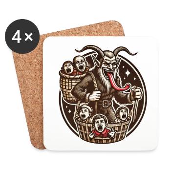 Krampus with naughty children Christmas - Coasters (set of 4) - white - Front