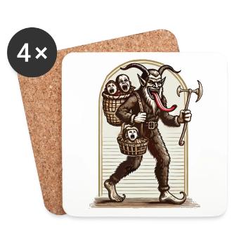Krampus effrayant avec des enfants coquins - Dessous de verre (lot de 4) - blanc - Devant