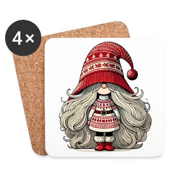 Christmas Gnome Woman Festive Gnome Girl - Coasters (set of 4) - white - Front