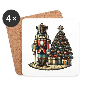 Nutcracker and Christmas Tree Art - Coasters (set of 4) - white - Front