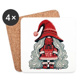 Christmas Gnome Woman Gnome Girl Elf - Coasters (set of 4) - white - Front