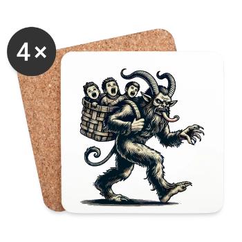 Unartige Kinder Krampus Weihnachtliche Folklore - Untersetzer (4er-Set) - Weiß - Vorne