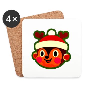 Joyeux renne singe Noël plaisir - Dessous de verre (lot de 4) - blanc - Devant
