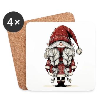 Cute Christmas elf in scandinavian style - Coasters (set of 4) - white - Front
