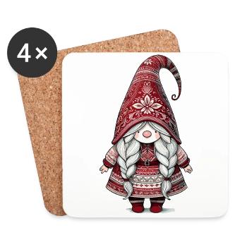 Niedlicher Weihnachtself Im Skandinavischen Stil - Untersetzer (4er-Set) - Weiß - Vorne