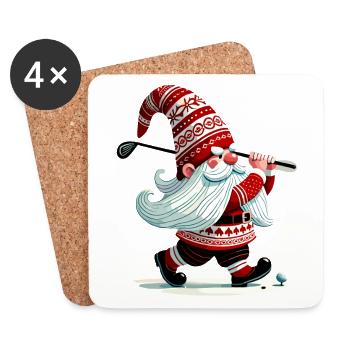 Golfspieler Gnome Zwerg Weihnachtlicher Golfer Elf - Untersetzer (4er-Set) - Weiß - Vorne