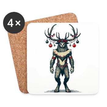 Festlicher Krampus Weihnachtliche Folklore - Untersetzer (4er-Set) - Weiß - Vorne