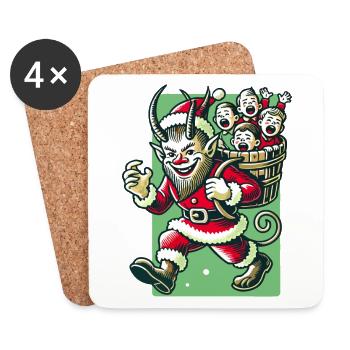 Weihnachtsmann Krampus Unartige Kinder Folklore - Untersetzer (4er-Set) - Weiß - Vorne