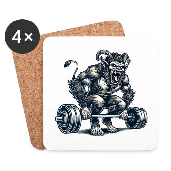 Krampus Bodybuilder Entraînement musculaire Entraînement d’hiver - Dessous de verre (lot de 4) - blanc - Devant