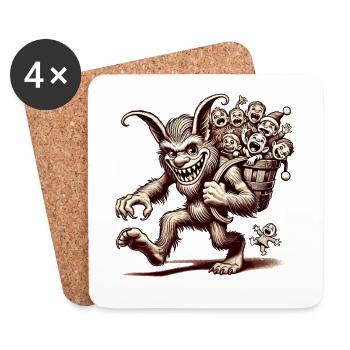 Krampus Trägt Schreiende Kinder Fröhlich - Untersetzer (4er-Set) - Weiß - Vorne