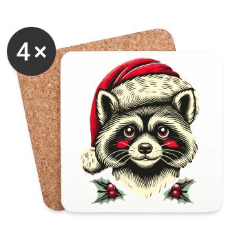 Merry Raccoon Christmas - Coasters (set of 4) - white - Front