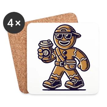 Funny gingerbread snob for Christmas - Coasters (set of 4) - white - Front