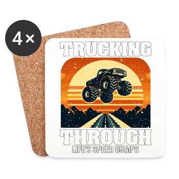 TRUCKING THROUGH LIFE'S SPEED BUMPS - Coasters (set of 4) - white - Front