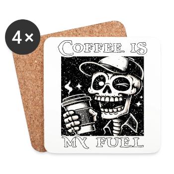 LE CAFÉ EST MON CARBURANT - SKELETON - Dessous de verre (lot de 4) - blanc - Devant